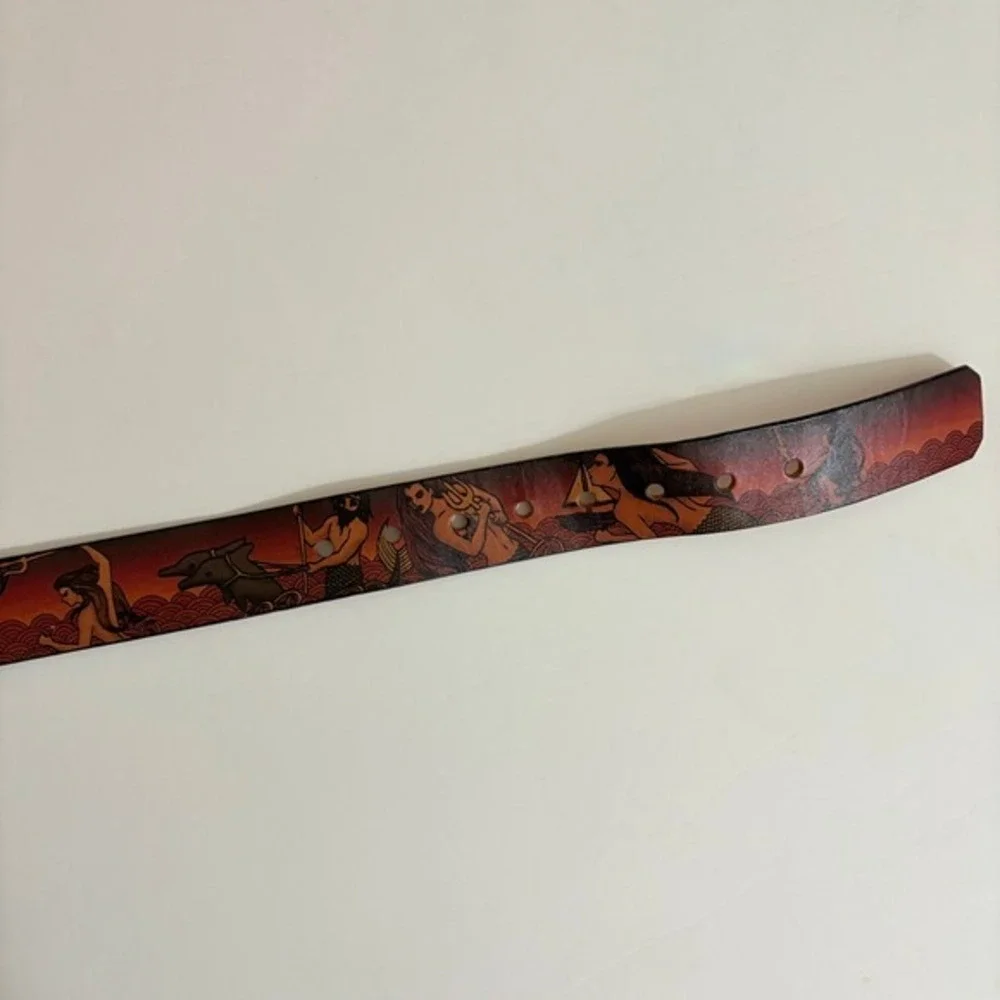 Unisex JON WYE Leather Paisley Belt Western‎ Retro Made in USA Men Women 46.5